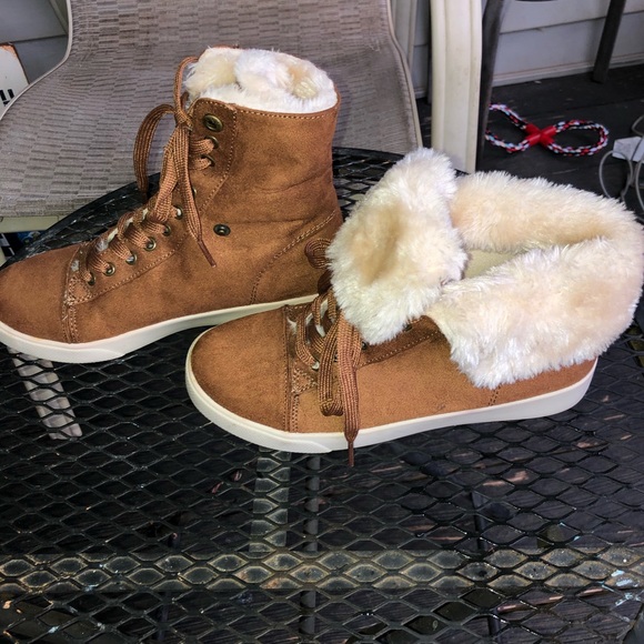 Airwalk Shoes - Airwalk boots Molly cognac hi low faux fur winter boot